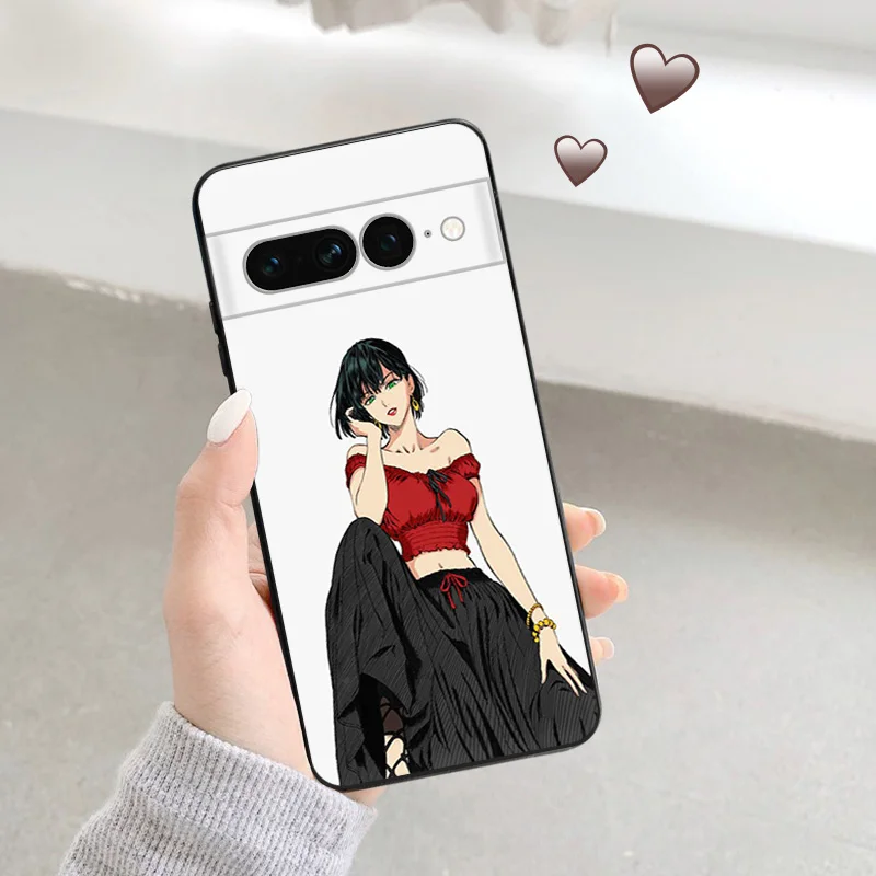 Black Matte Phone Case For Motorola Moto Edge 30 40 20 Pro G200 One Fusion One Punch Man Anime Pixel 8a 7a 6a 7 8 6 Soft Cover