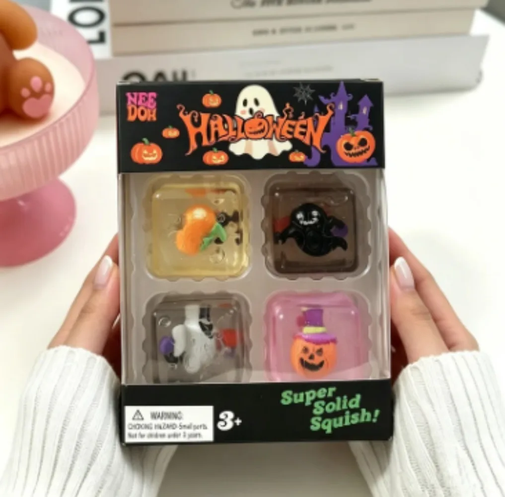Needoh Nice Ice Cube Fidget Toys Slow Rebound Squishy Toys Stress Reliever Mini 4 Pack Set Anxiety Focus Sensory Cube  Gifts New