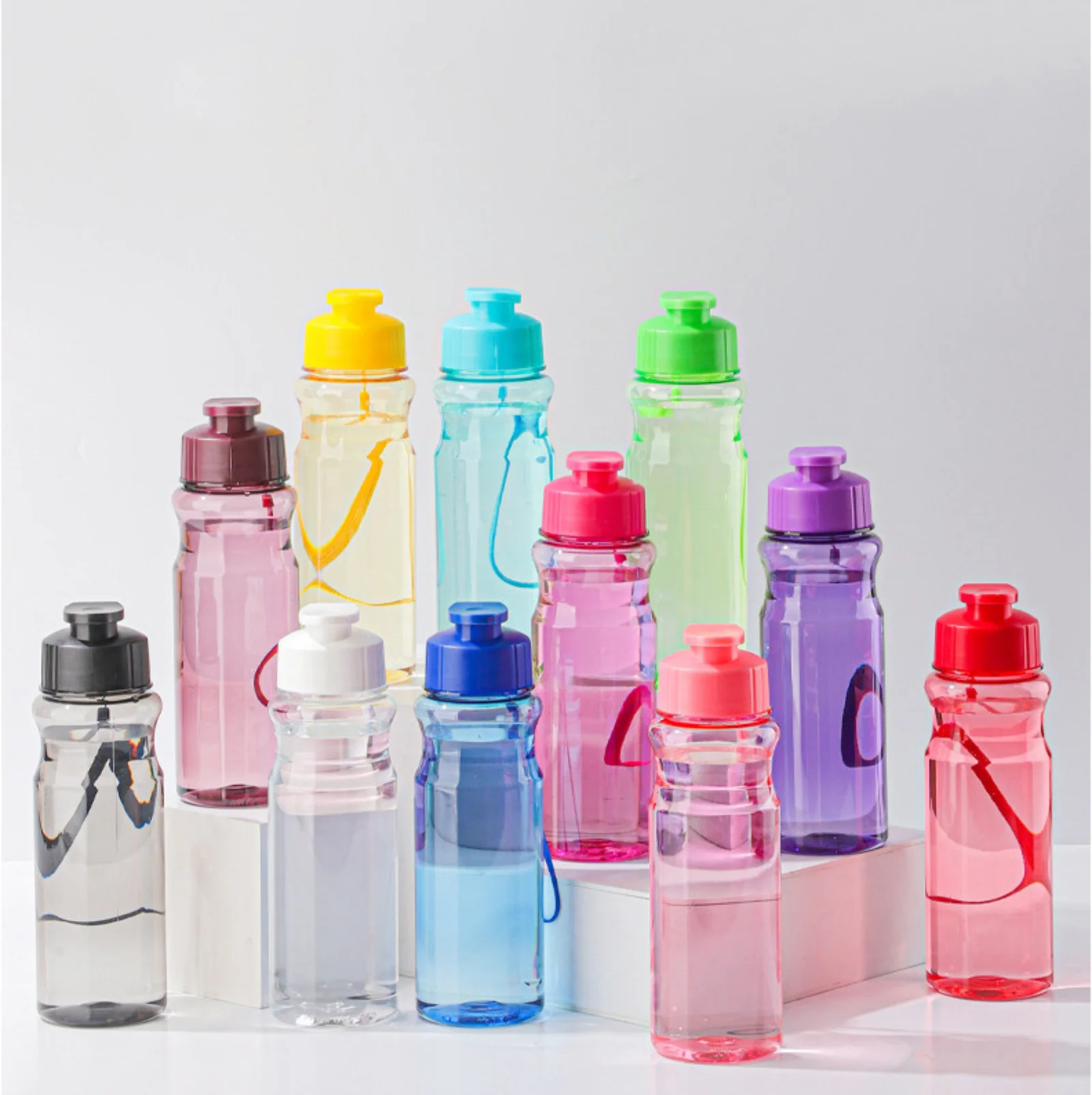 Garrafa de Água Transparente Portátil para Esportes, Copo para Beber, Utensílios de Cozinha, Garrafa de Água de 650ML para Escola, Academia, Viagem, Menina, Menino