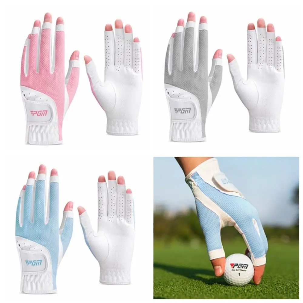 1 paar golfaccessoires Ademende golfhandschoenen Zachte mesh open vingerhandschoenen Lederen zonnebrandcrème Golfvingerhoezen Dames Meisjes