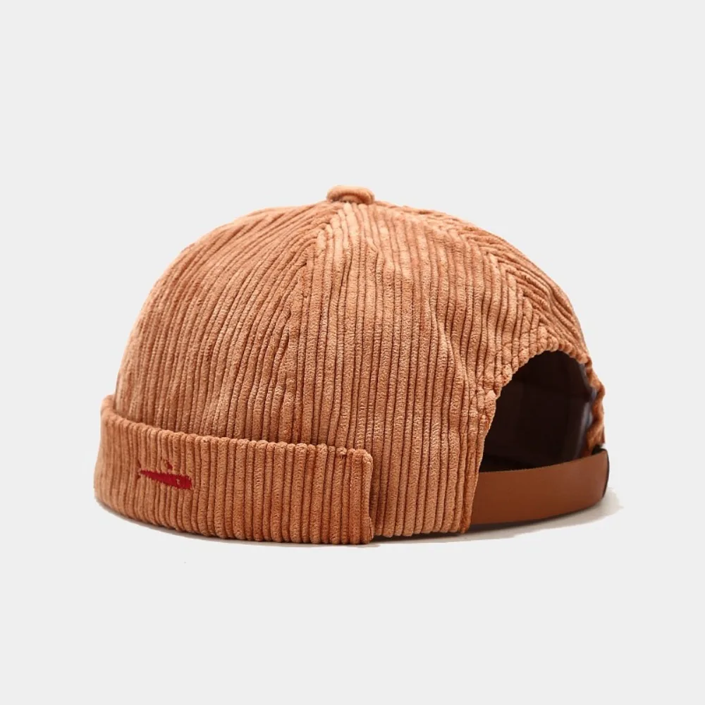 Fashion Retro Docker Cap Corduroy Solid Color Brimless Hat Skullcap Adjustable Hip Hop Beanie Melon Cap Unisex