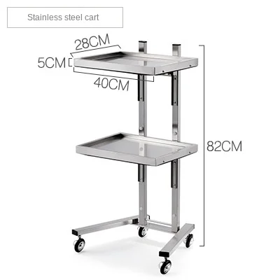 Hairdressing Stainless Steel Two-layer Cart Japanese Folding Beauty Cart Hair Salon Tool Cart Beauty Cart