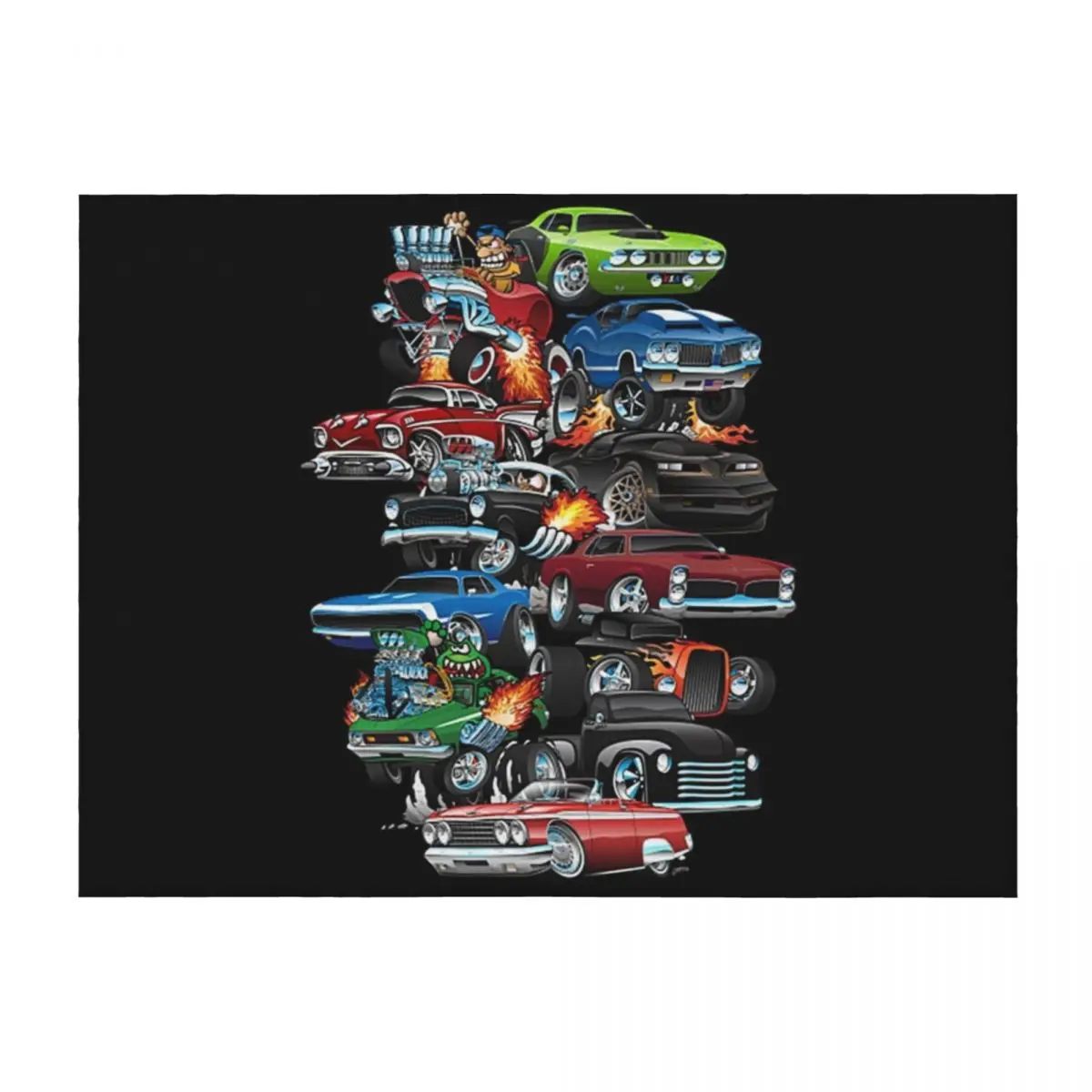 

Car Madness! Muscle Cars and Hot Rods Cartoon Throw Blanket anime Decorative Beds Plush warm for winter Blankets