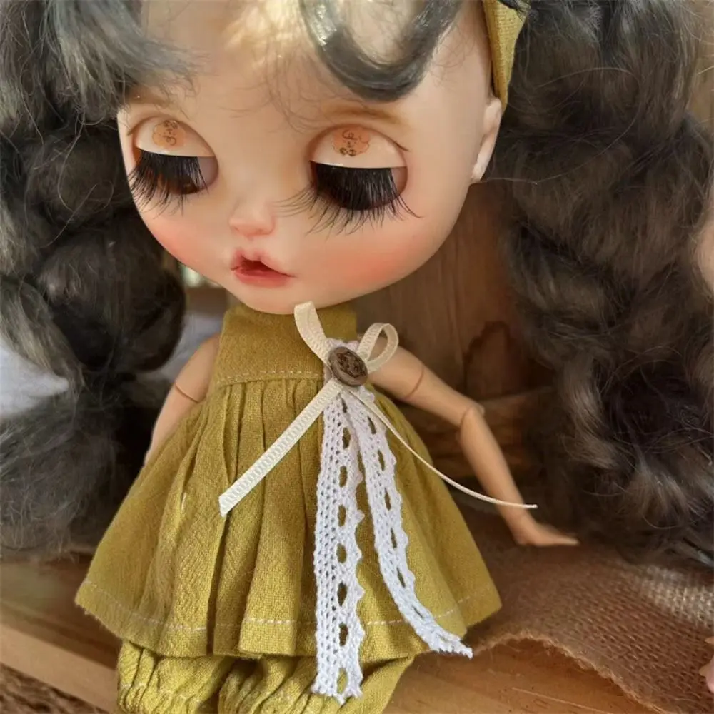 Vestido de princesa Blythe, ropa para muñeca, adorno de muñeca de estilo Pastoral OB22 OB24, accesorios con lazo, bonito vestido Vintage Blythe de verano