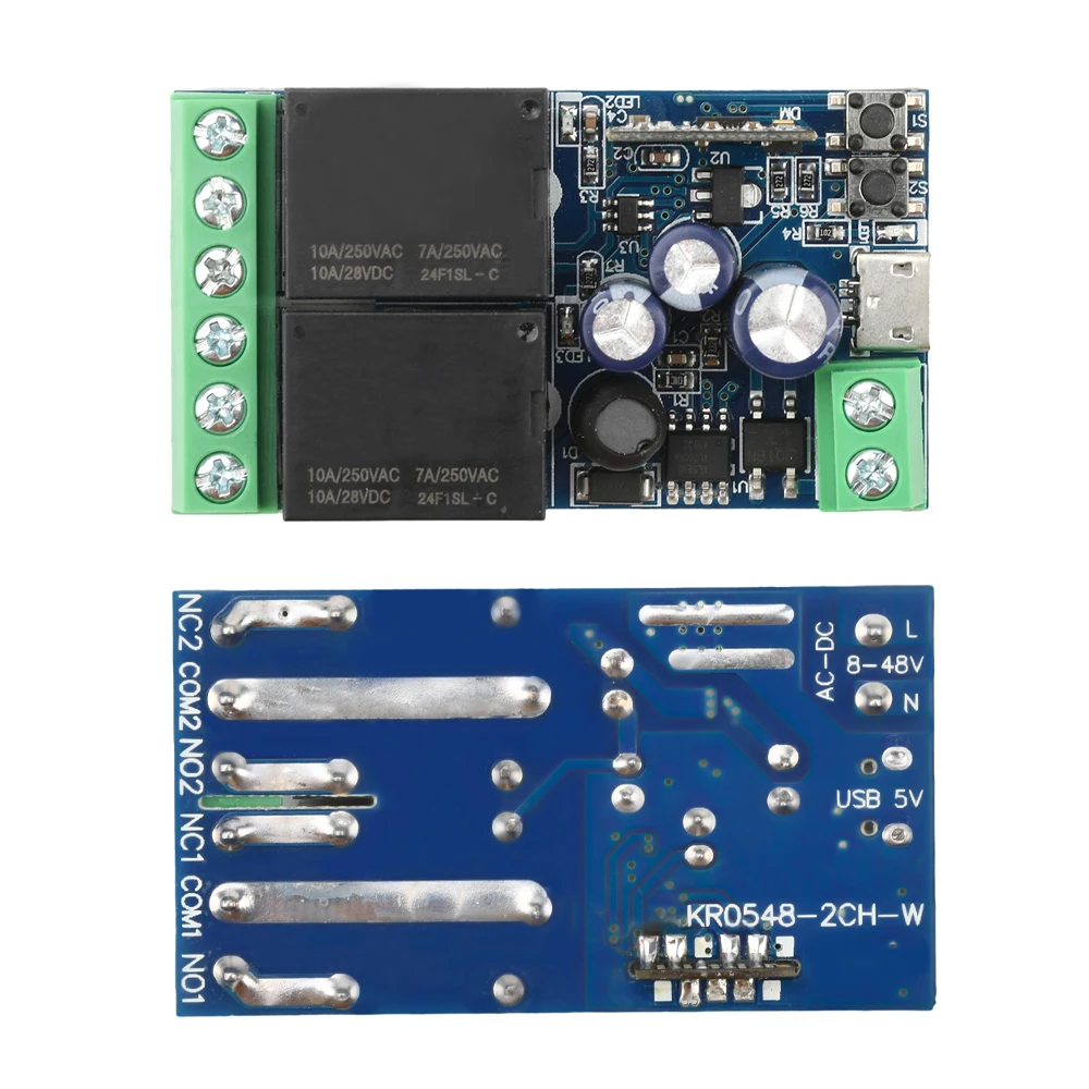 

EWeLink WIFI Smart Switch 2 Channel Relay Receiver 2.4GHz Remote Control DC 12V 24V 48V Wireless Switch Micro USB