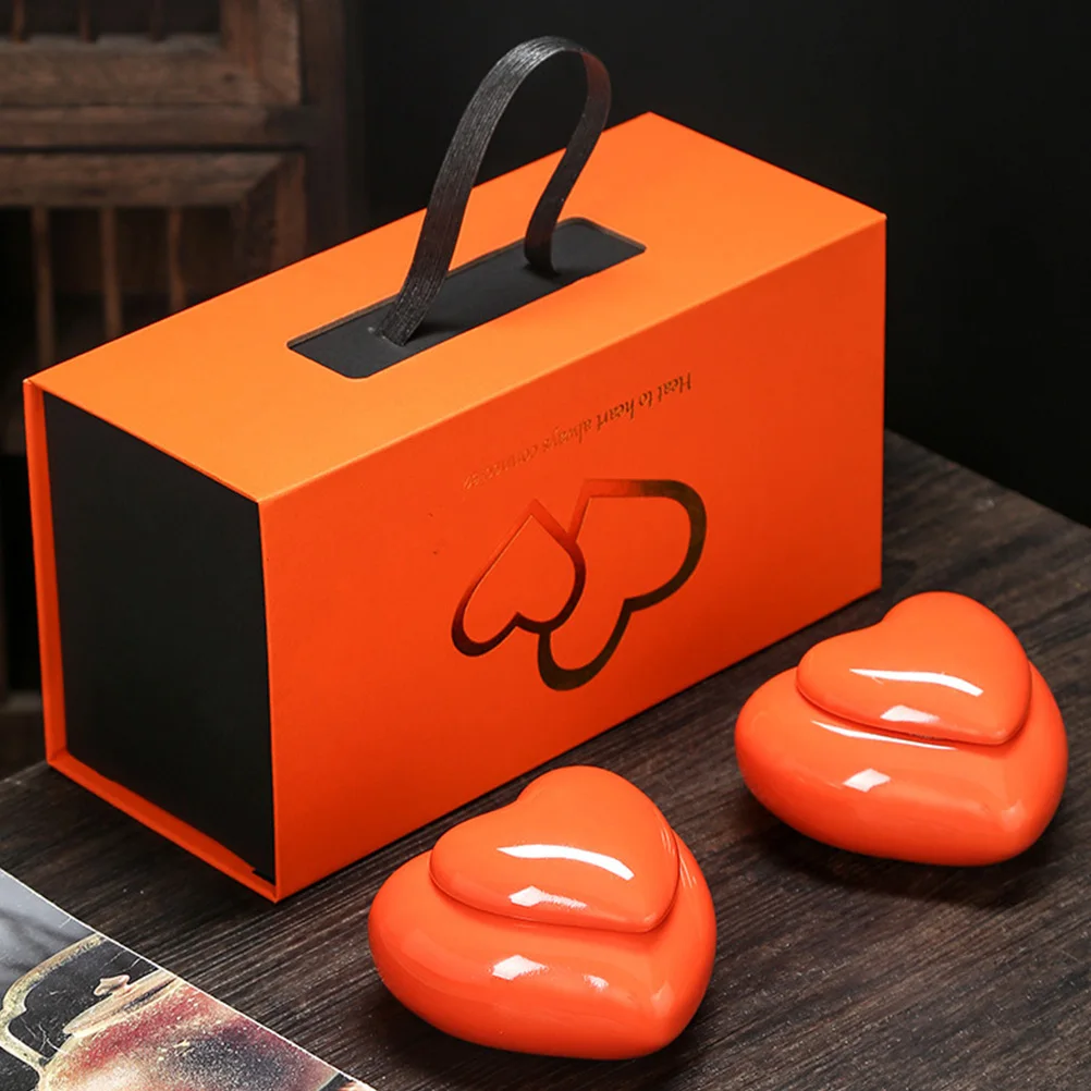 

1Pcs Heart Shape Ceramic Tea Storage Canister Sealed Jar Versatile Storage for Tea Leaves Candy Home Tea-Leaf Jar
