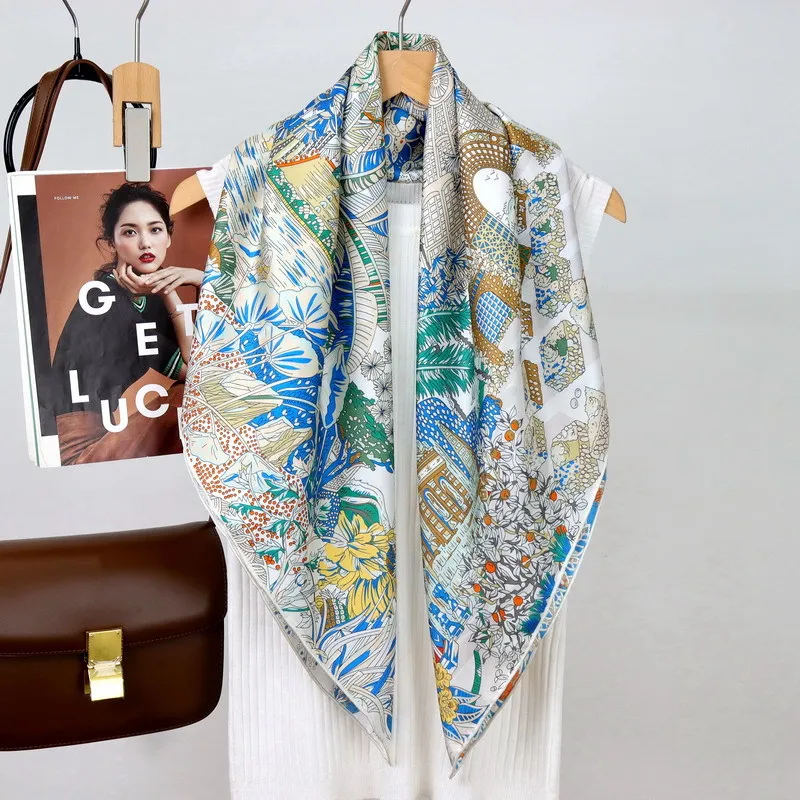 

Silk Hair Scarf 90CM Square Bag Bandanas Tops Manual Designer Neck Head Shawls Roll Edge Handkerchief 90cm Scarves