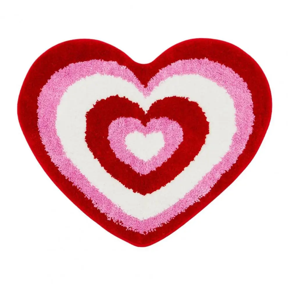 Alfombra de baño para el Día de San Valentín, alfombra de baño antideslizante, juego de alfombras de baño en forma de corazón para el Día de San Valentín, baño antideslizante con tema de amor para niños