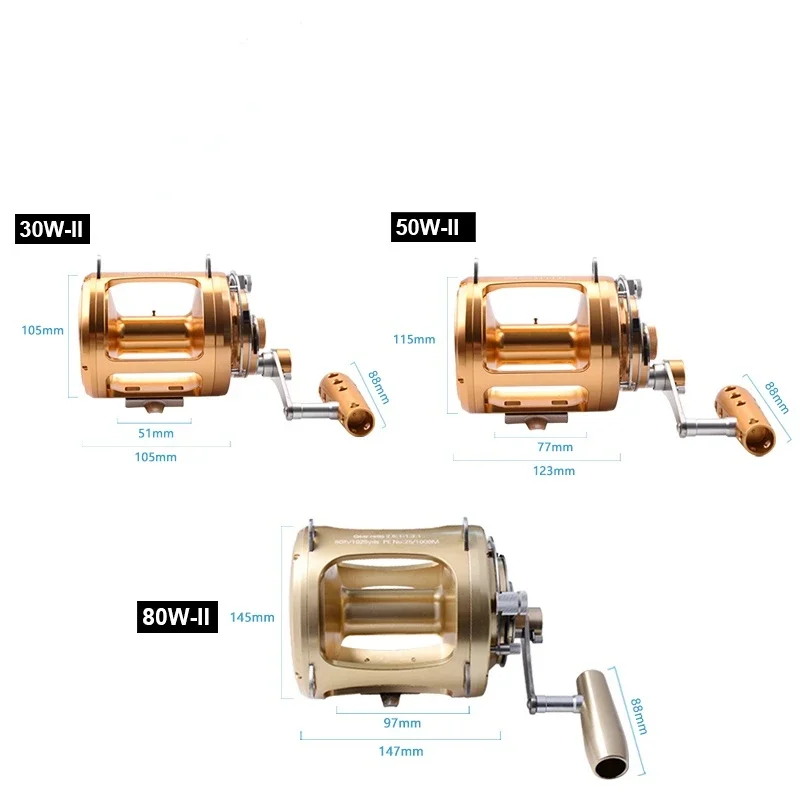 Lever Drag Fishing Reels CNC Machined Game Reels Saltwater Sea Fishing 80w 50w 30w Trolling 8+1BB 28-45KG Max Drag