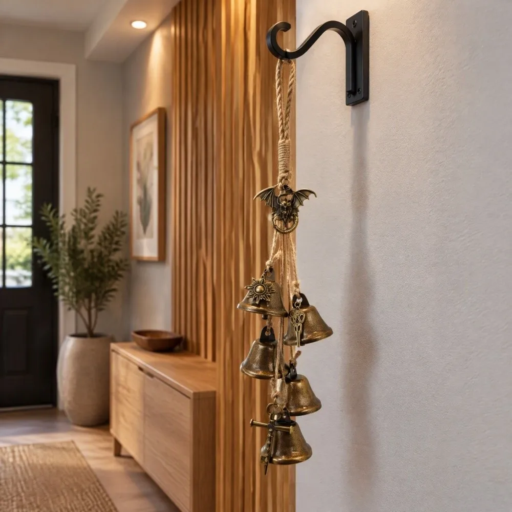 Pagan Decor Vintage Witch Bells Handmade Bronze Metal Bell Pendant Butterfly Decor Soft Chime Wind Chime Bell Door Handle