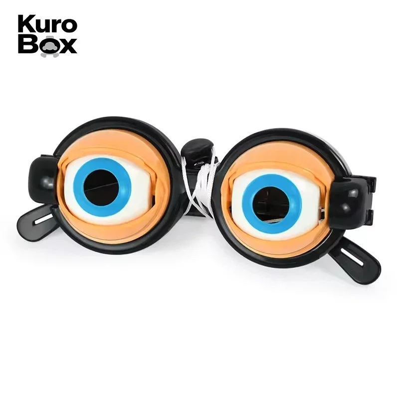 Plastic Pull-String Winking Crazy Eyes Glasses Funny Novelty Toy for Kids Party Pranks Gag Props Silly Eyewear Gift