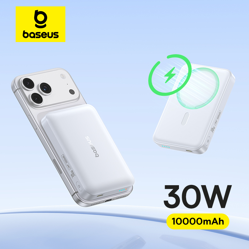  Baseus Magnetic Power Bank 10000mAh PD 30W Wired 15W Wireless Fast Charging For iPhone 17 16 Pro Max Samsung Magnetic Powerbank