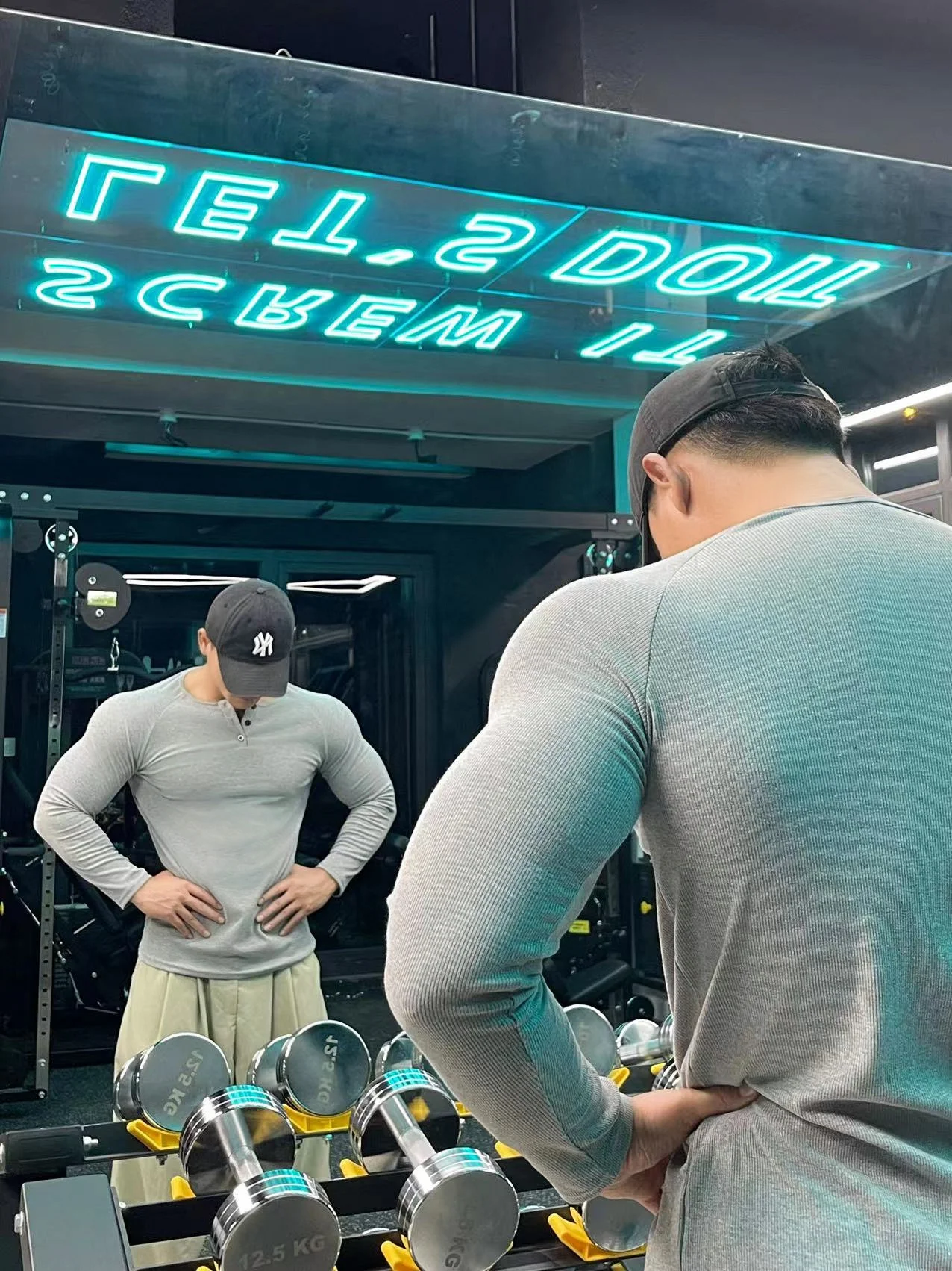 Fall Fitness Long Sleeve Men's Retro Henry Collar Trendy Slim Elastic Skin-friendly Ribbed Top  Color Versatile Running ...