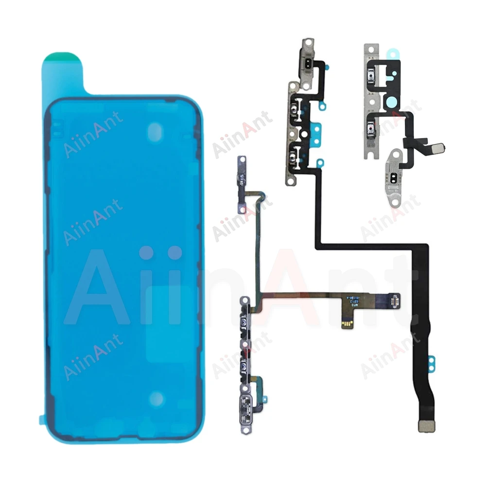 Waterproof Sticker + Flex For iPhone 11 Pro X Xs Max 14 15 Plus Flash Light FlashLight Power Volume Buttons Flex Cable