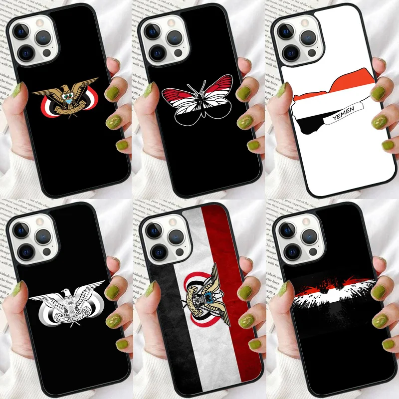 Yemen Flag Coat of Arms Phone Case For iPhone 16 15 14 plus XR XS 11 12 13 Pro max Soft Bumper Shell Cover coque