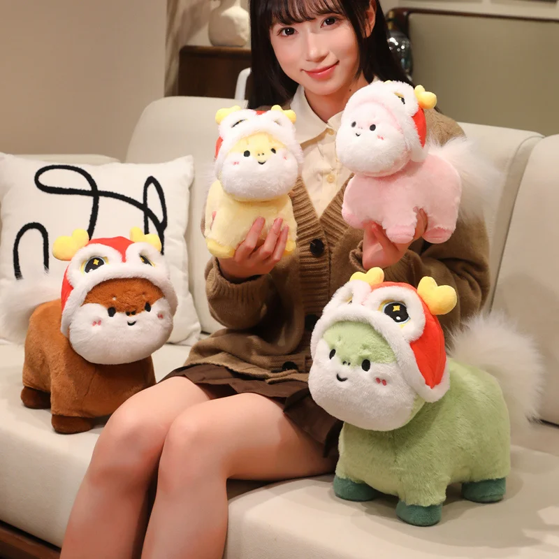 

Красивый танец льва, милая маленькая лошадка, плюшевые игрушки, мягкая мифологическая кукла-лошадь, 2026, новогодний талисман, приятный декор комнаты