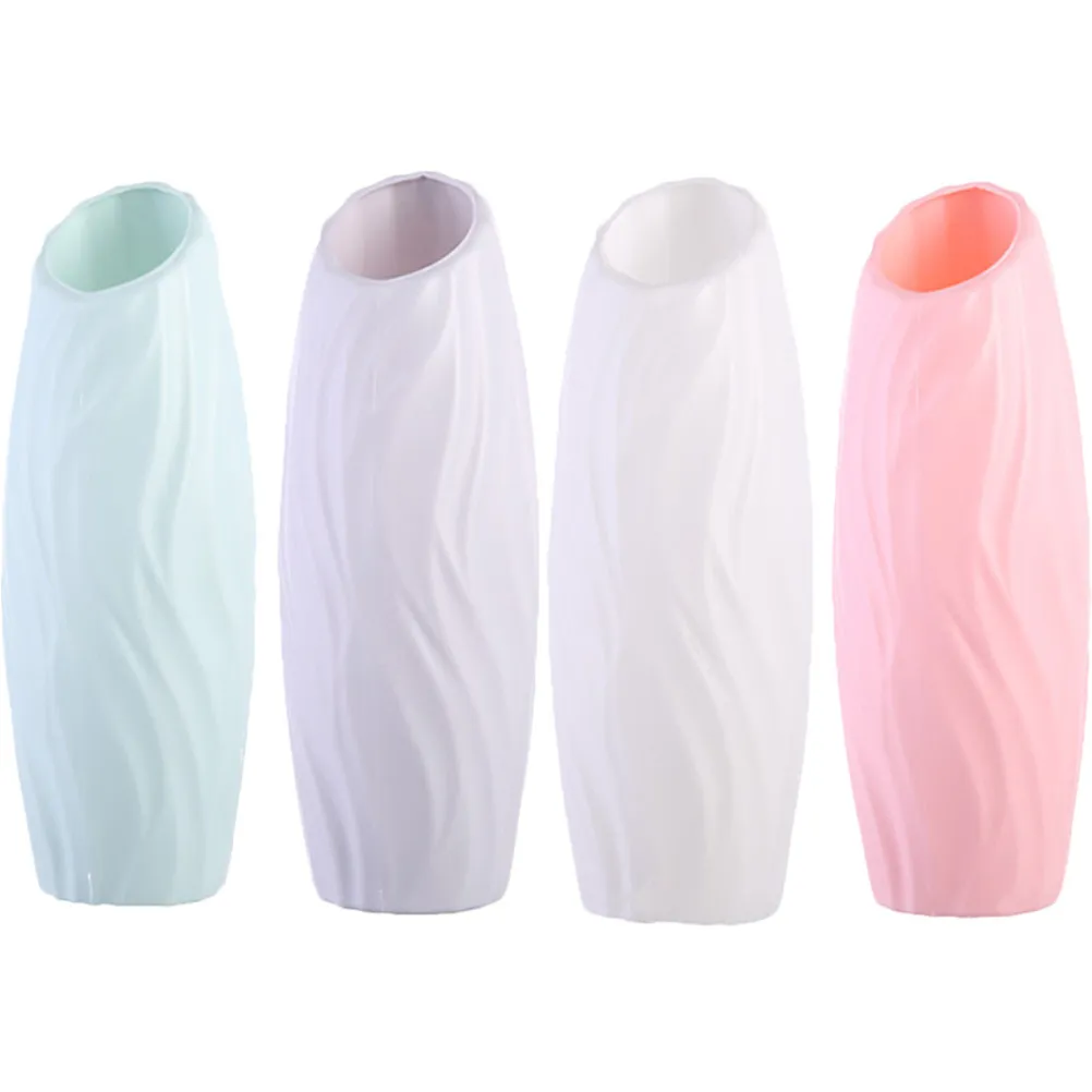 4Pcs PP Plastic Flower Vase Set Modern Minimalist Tall Bud Vases for Fresh Artificial Dried Flowers Home Office Desk Decor