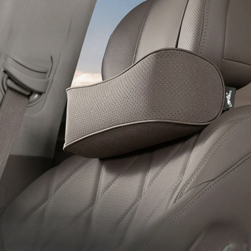 

New Car Headrest Pillow Suede Breathable Hole Seat Neck Support Head Cushion Auto Seat Interior Accessories Protection Pillow