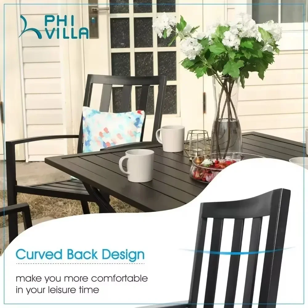 Wrought Iron Patio Outdoor Dining Chairs, Portable Black Outdoor Patio Chairs