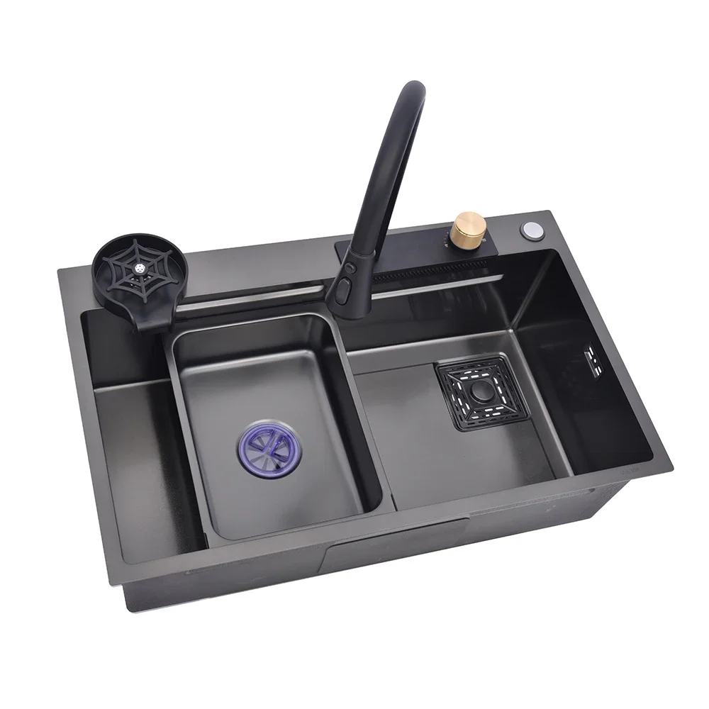 kitchen multifunctional thickened 304 stainless steel nano black sink set sink wash basin manual single sinks