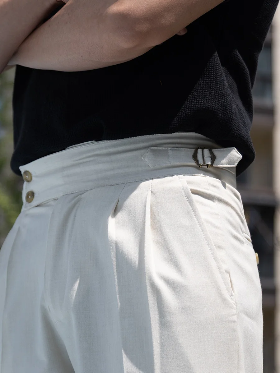 

POT&CRAFTSMANMocha Beige High-Waisted Naples Trousers Autumn Loose Straight Leg Double Pleats Non-Iron Strong Drape Customizable