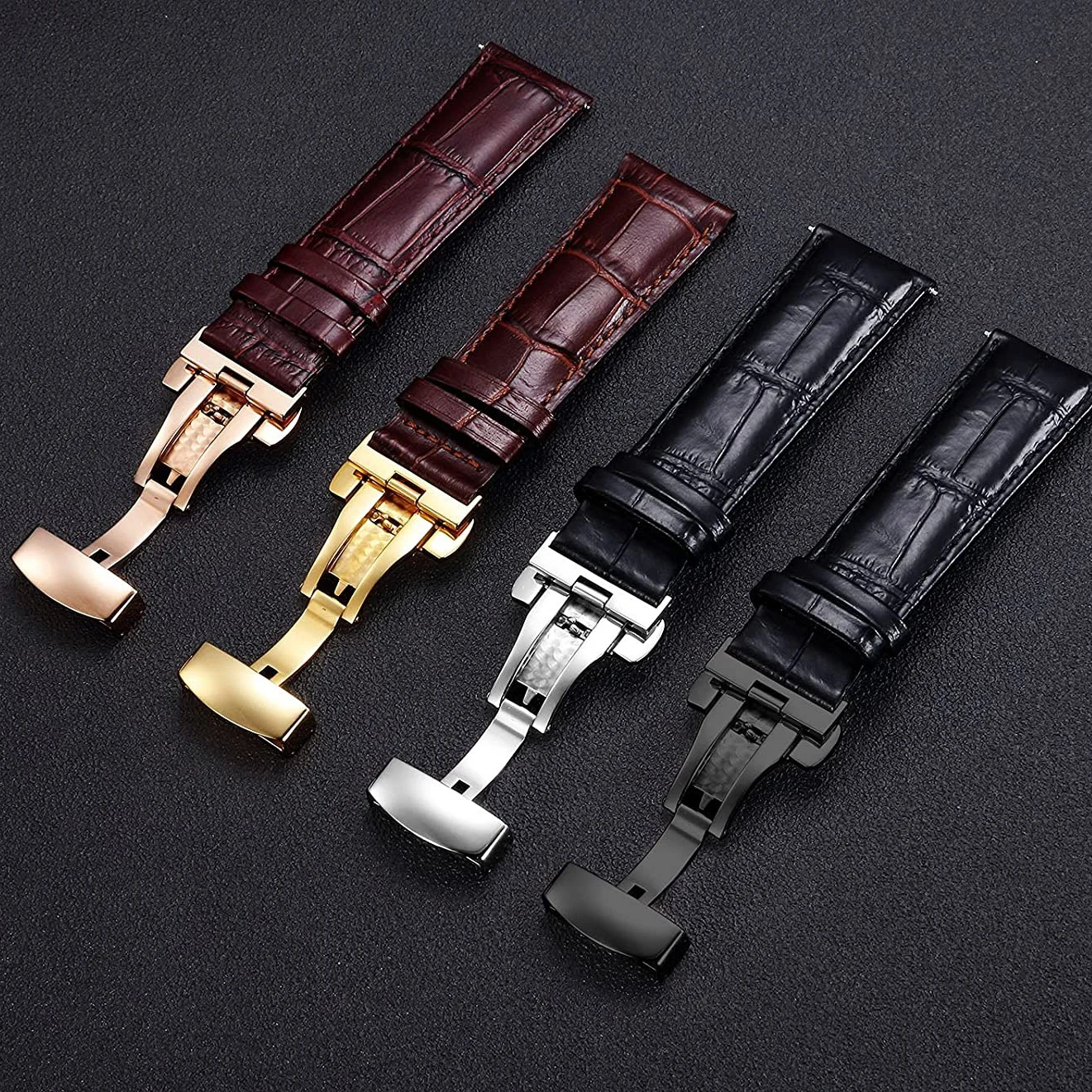 Metal Clasp for Seiko Polishing Matte Stainless Steel Butterfly Buckle 18mm 20mm 22mm 24mm Leather Watch Band Strap Accessories