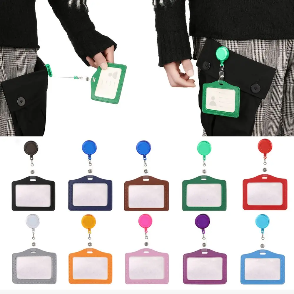 

Кожаная идентификационная бирка рабочего с выдвижной катушкой, чехол для бейджа, держатель для удостоверений личности, защитный чехол