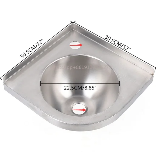 Stainless steel corner basin for bathroom of train hospital school public toilet RV motorhome caravan boat yacht GR-596