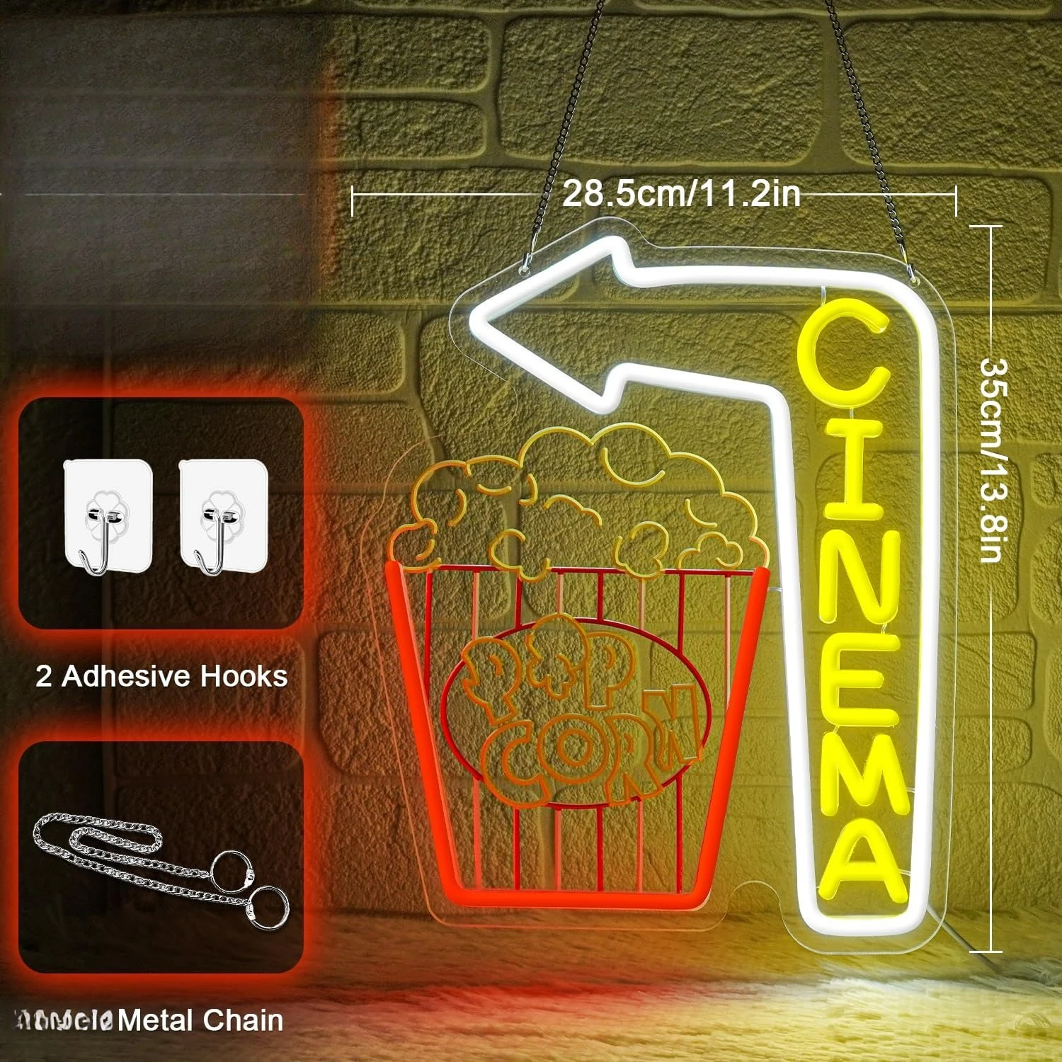 Kino-Pfeil Neonschild Popcorn – Home Cinema Wall Lights Bewertung und Preis