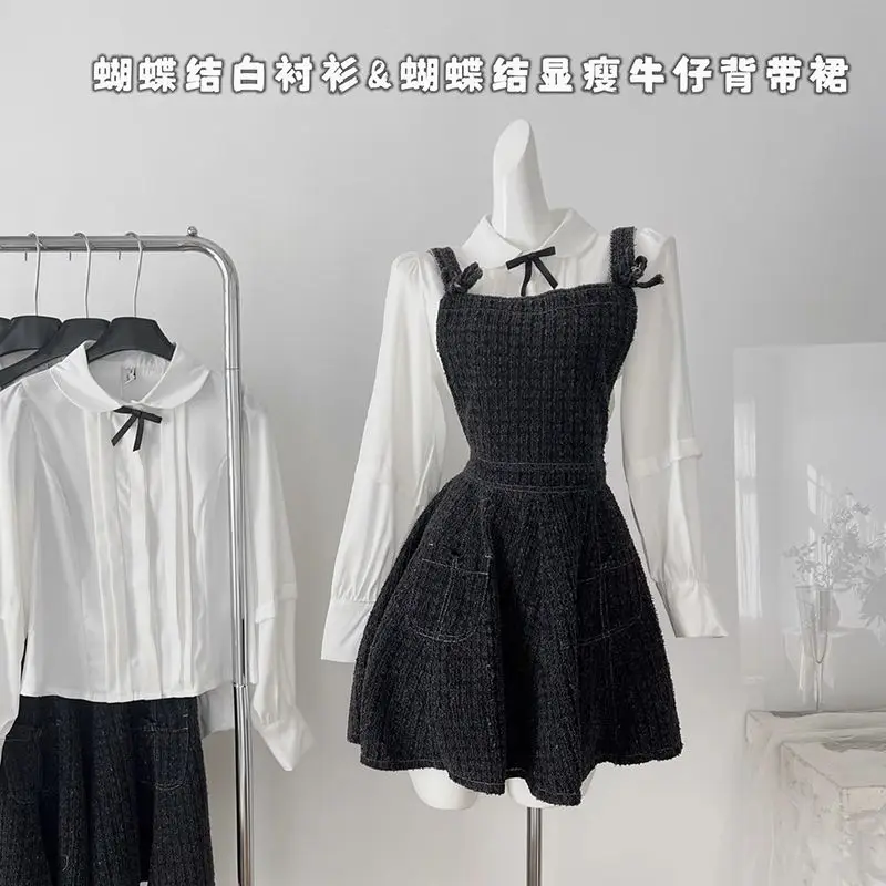 Set di abiti giapponesi da 2 pezzi Set di pantaloncini con fiocco da donna Set di abiti con camicia a maniche lunghe dolce Lolita Abiti Kawaii Lolita Y2k