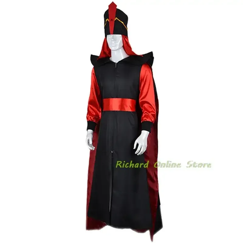 The Arabian Nights Aladdin Jafar Costume Cosplay Aldult Uomo Donna Halloween Mago Vestiti Vestito