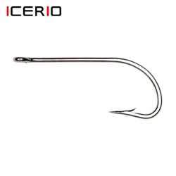 ICERIO 50PCS Stainless Steel O'SHAUGHNESSY Long Shank Saltwater Fishing Hook Clouser Minnow Sculpin Streamer Fly Tying Hooks