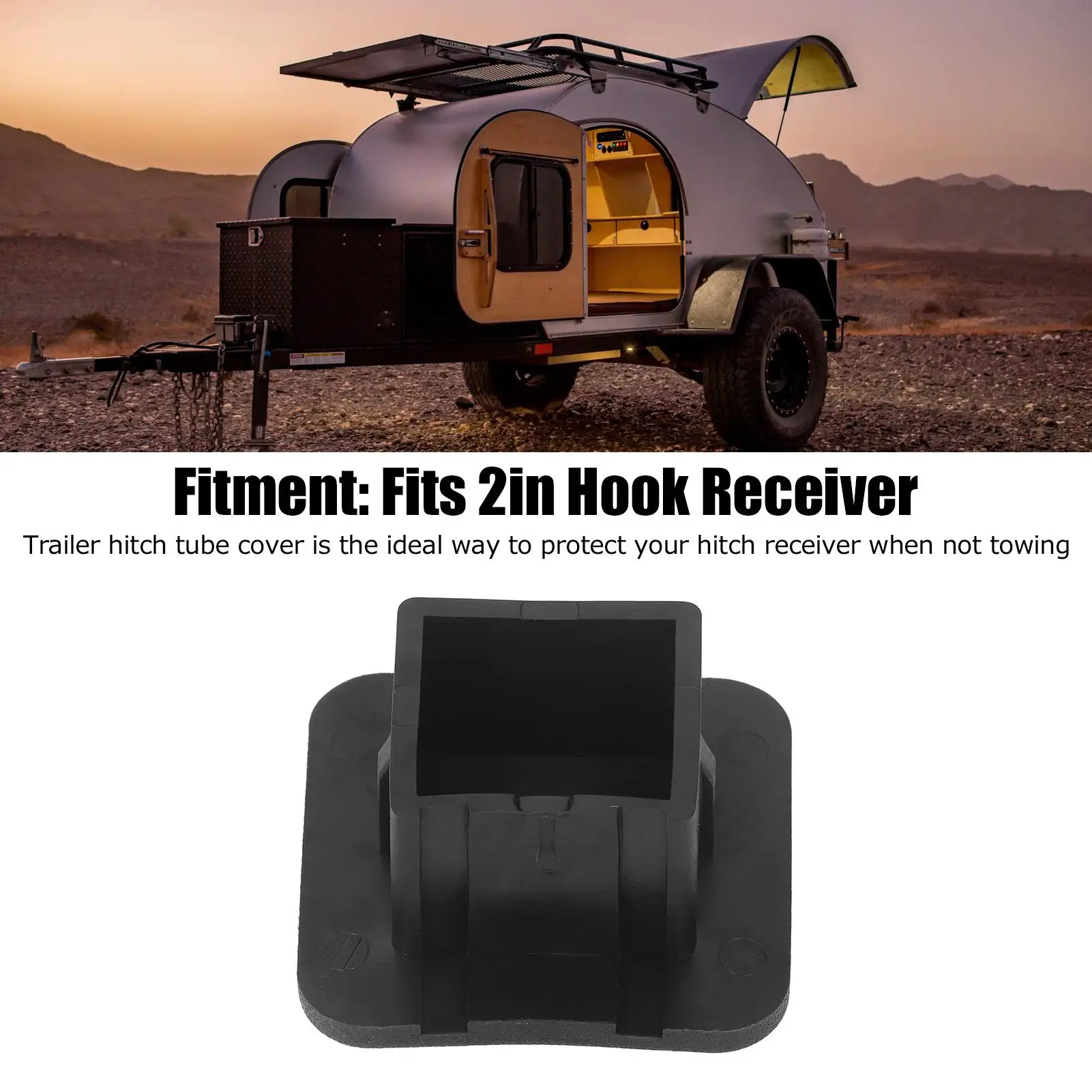 Trailer Hitch Cover Rubber Receiver Tube Plug Black for 2in Receiver