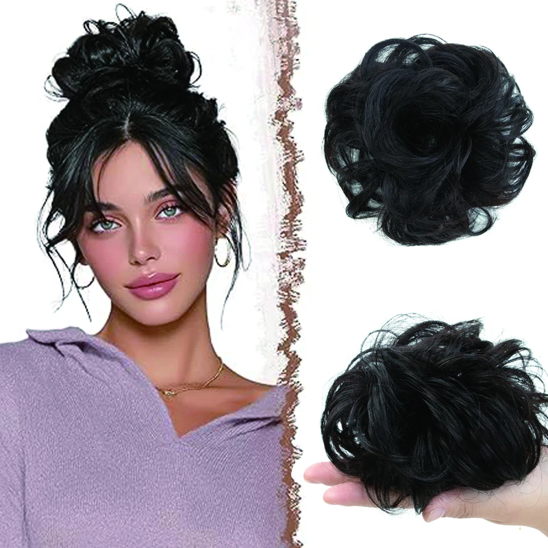 

NEW ARRIVAL CURLY REAL HAIR BUN EXTENSIONS NATURAL HUMAN HAIR CHIGNON UPDO DONUT FLEXIBLE ELASTIC BAND HAIR PIECE EASY INSTALL