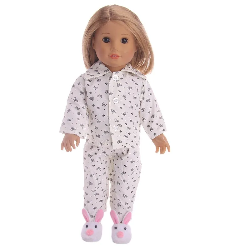 Conjunto de Roupas de Loungewear para Boneca American Girl de 18 polegadas, Pijama com Estampa de Leopardo e Frutas, Roupas para Boneca Bebê Reborn de 43cm