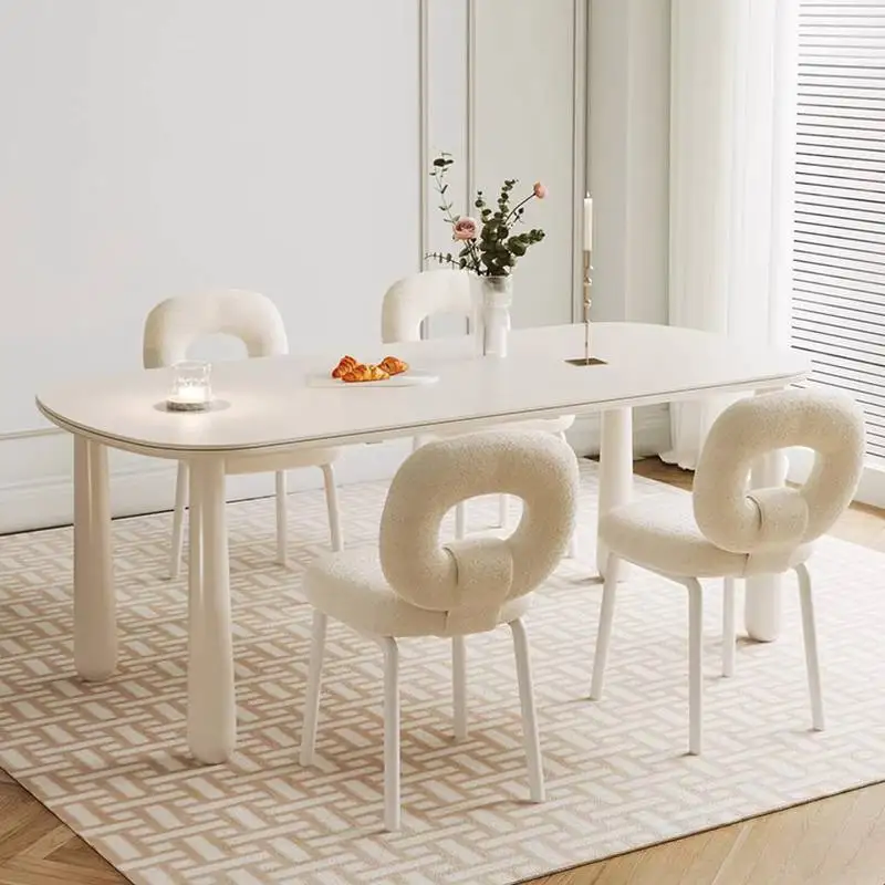 

Style Designer Dining Table White Decorations Oval Nordic Modern Set Dining Table Kitchen Solid Wood Eettafel Furniture Home