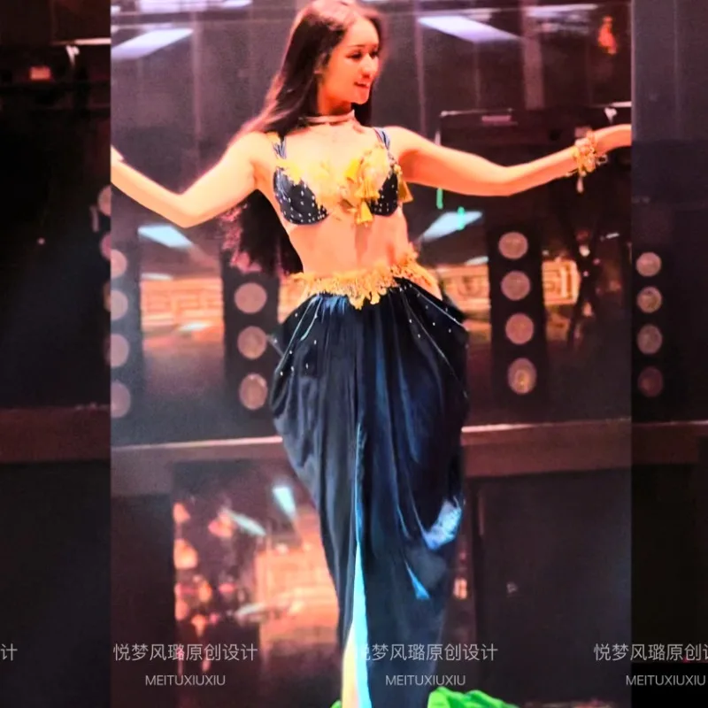 Conjunto de traje de desempenho personalizado para dança do ventre saia longa exótica princesa iniciante ropa de ensayo roupas indianas femininas