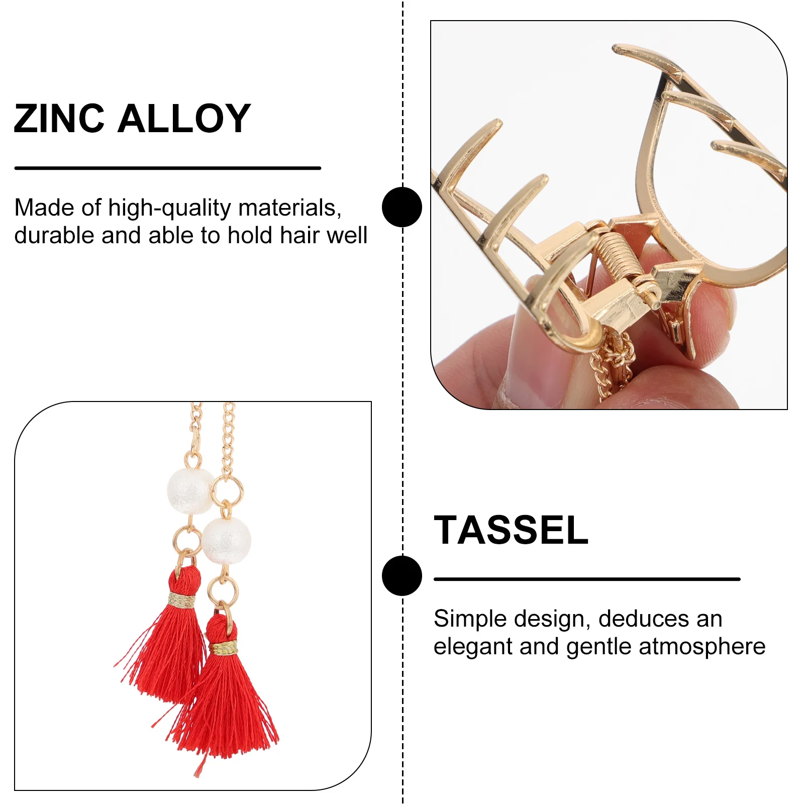 

3pcs Metal Claw Clip Pearl Tassel Strong Hold For Thick Thin Long Short Hair Women Fashion Accessories Hair Clamp