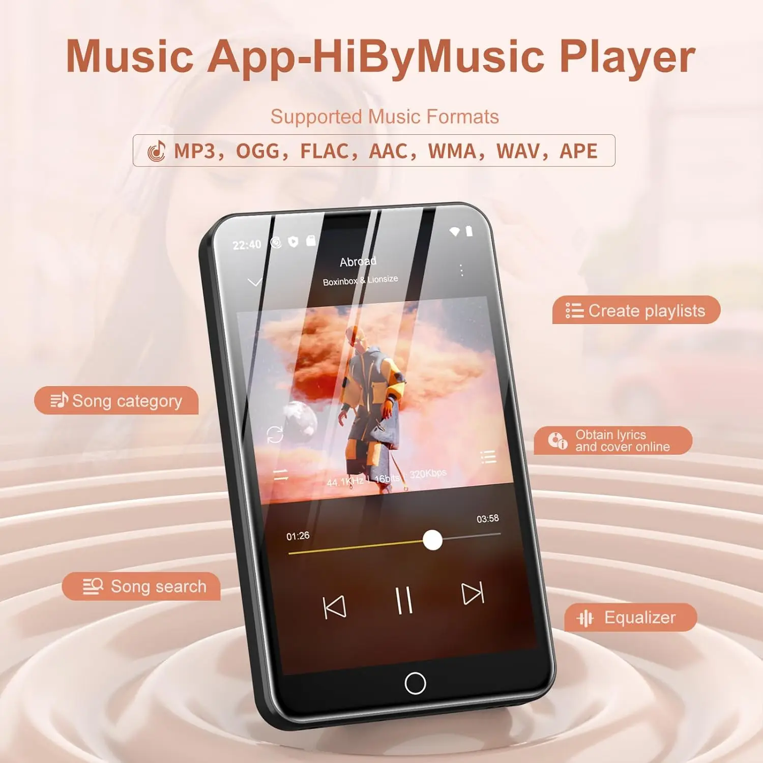 

mp3 player bluetooth and wifi， Android 9.0 MP3 & MP4 Player with Spotify，Audible，Pandora， Up to 512 GB (balck)