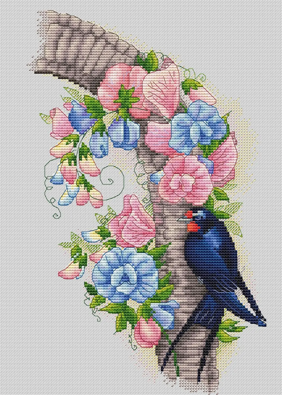 World of Warcraft embroidery kits, cross stitch kits, flower and birds embroidery, 27-36