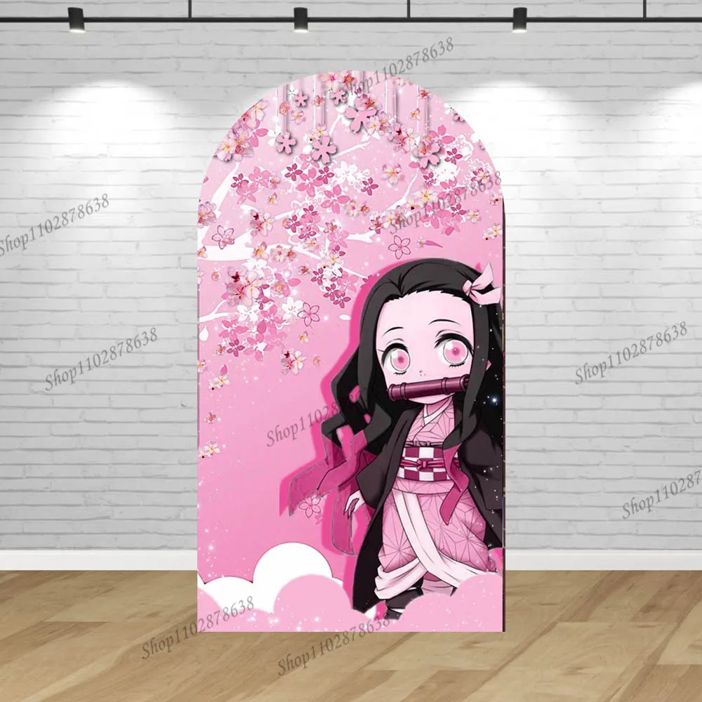 Demon Slayers Arch fondale Cover Girl Party Birthday Background Wall Double Decor Kamado Nezuko Baby Shower Banner in poliestere