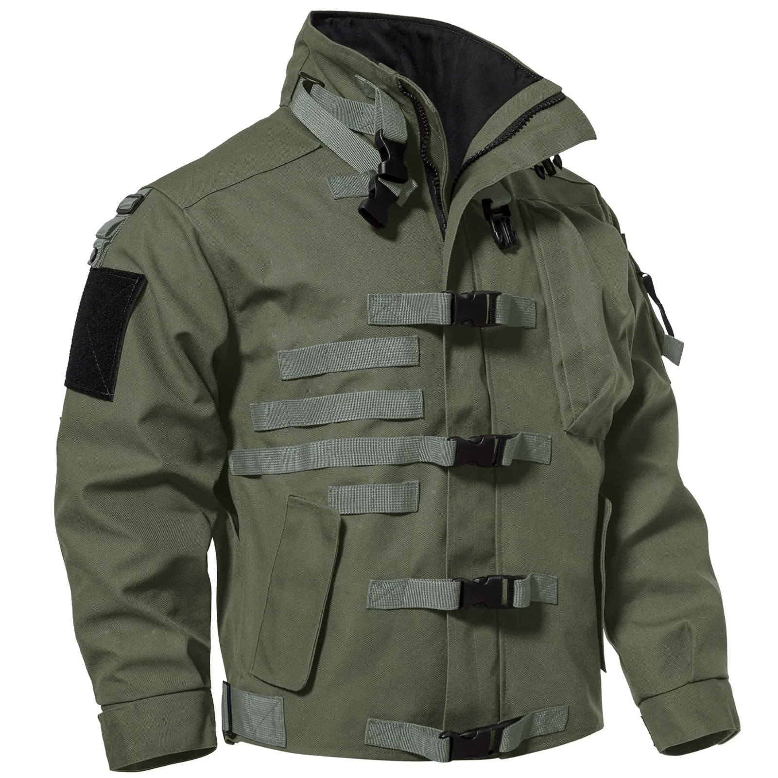 Men\'s Tactical Cargo Jackets Casual Multi-pocket Wear-resistant Motorcycle Coats Outdoor Windproof Combat Bomber Military Jacket