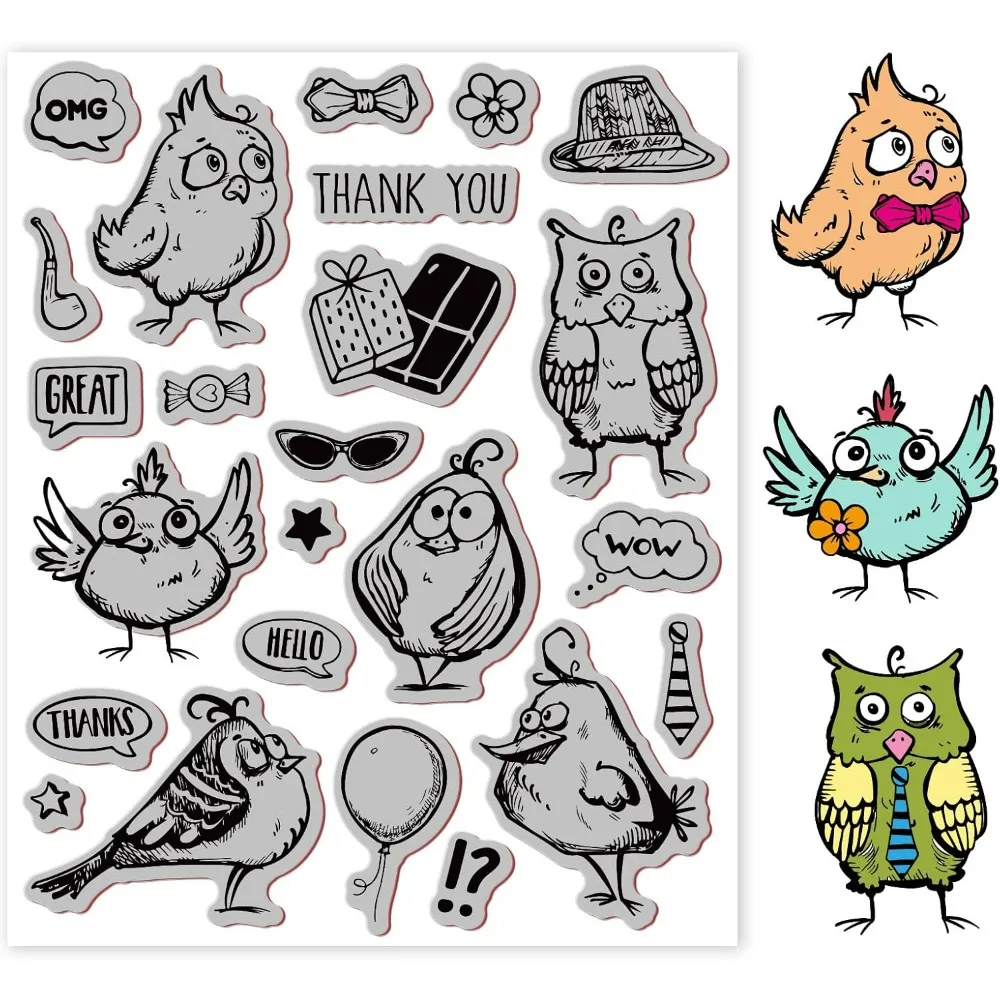 Comic Bird Cling Rubber Stamp Comic Bird Cling Mount Stamp Script Stamps Script Stamps for Card Making and Photo Album Decor