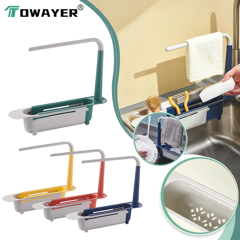 

Telescopic Kitchen Sink Shelf Dish Drying Rack Soap Sponge Towel Holder Hanger Storage Dish Drainer Rack Kitchen Organizer