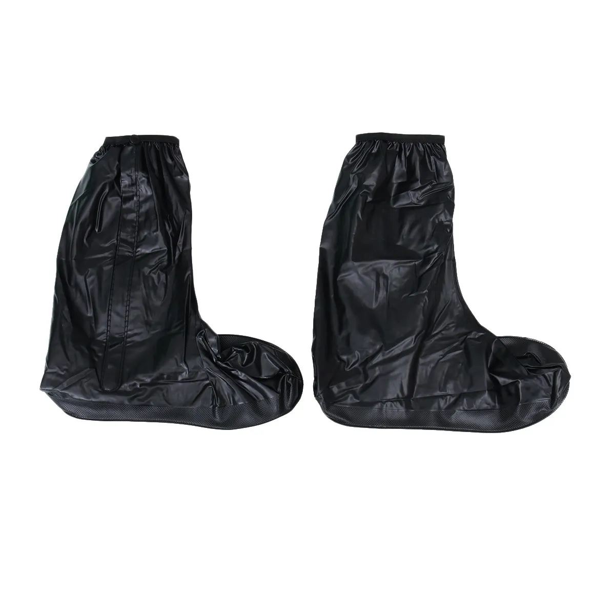 

High-Top Rainproof Shoe Covers for Men Waterproof PVC Overshoes Reusable Foldable Zippered Non-Slip Soles Size Xxl Black