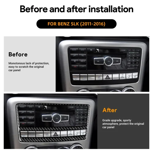 Imagen 2 del producto Para Mercedes Benz SLK R172 2011 2012 2013 2014 2015 2016 fibra de carbono suave Real Control Central de coche CD Panel embellecedor pegatina