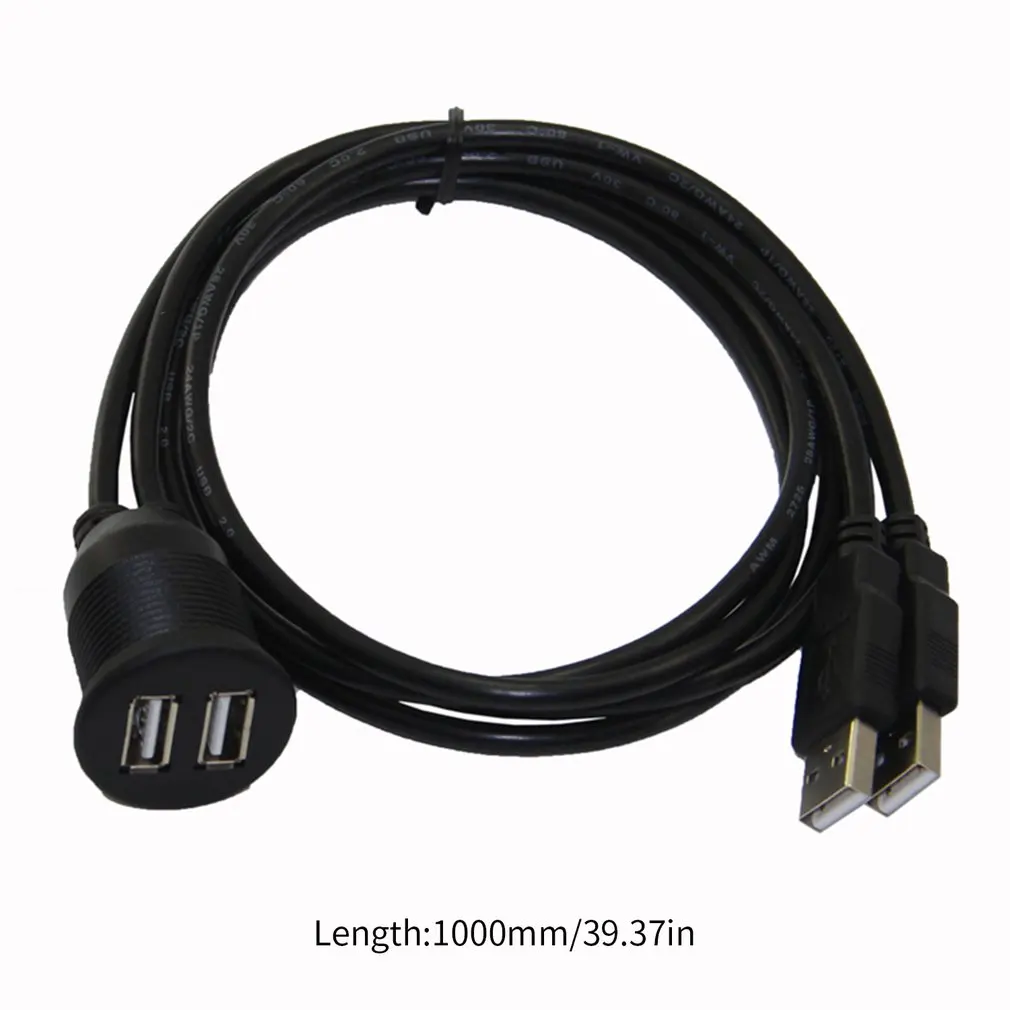 Cavo di prolunga doppio USB 2.0 maschio-femmina con pannello di montaggio a incasso per linea di moto per camion e barche per auto Dropshipping