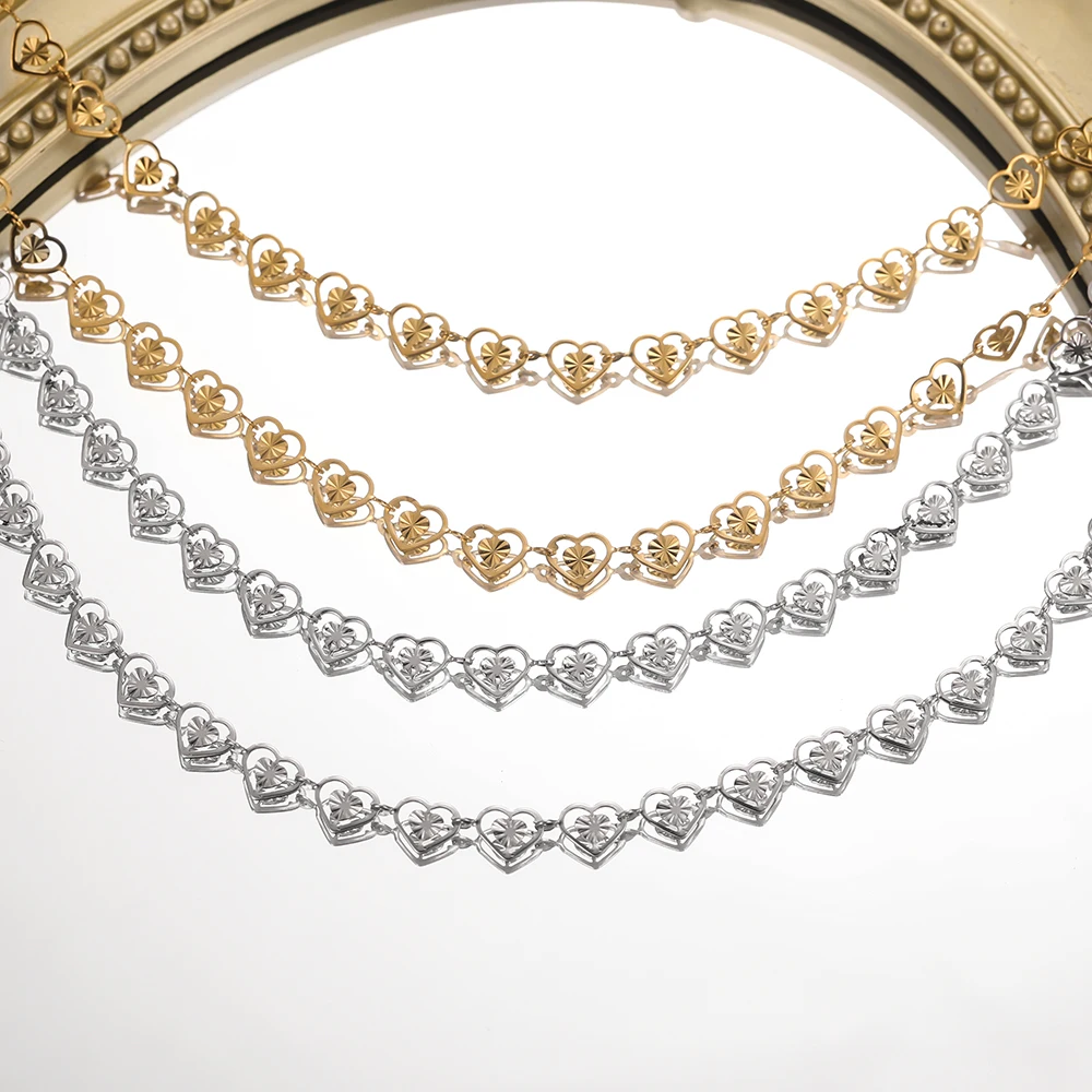 1meter Stainless Steel Double Peach Heart Chains for Jewelry Making DIY Women Men Necklace Bracelet Bulk Chain Accessories view 2
