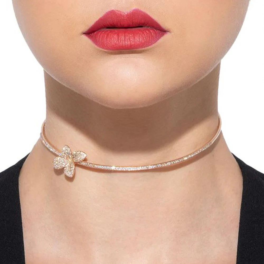 2024 Fashion Rhinestone Butterfly Torques Necklace Wedding for Women Simple Open Collar Choker Necklace Crystal Jewelry Gifts