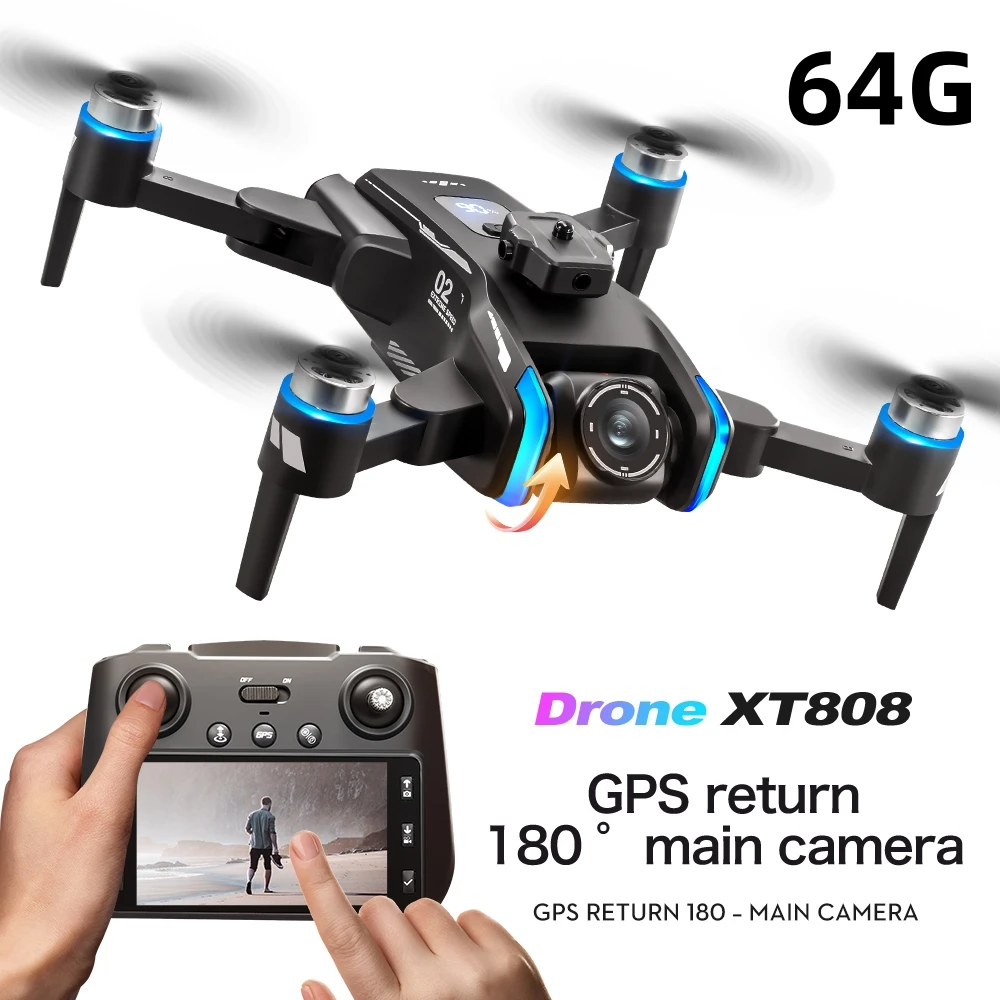New XT808 GPS Drone Professional 8K HD Dual Camera Obstacle Avoidance 5G Wifi FPV Brushless Foldable Quadcopter RC Dron